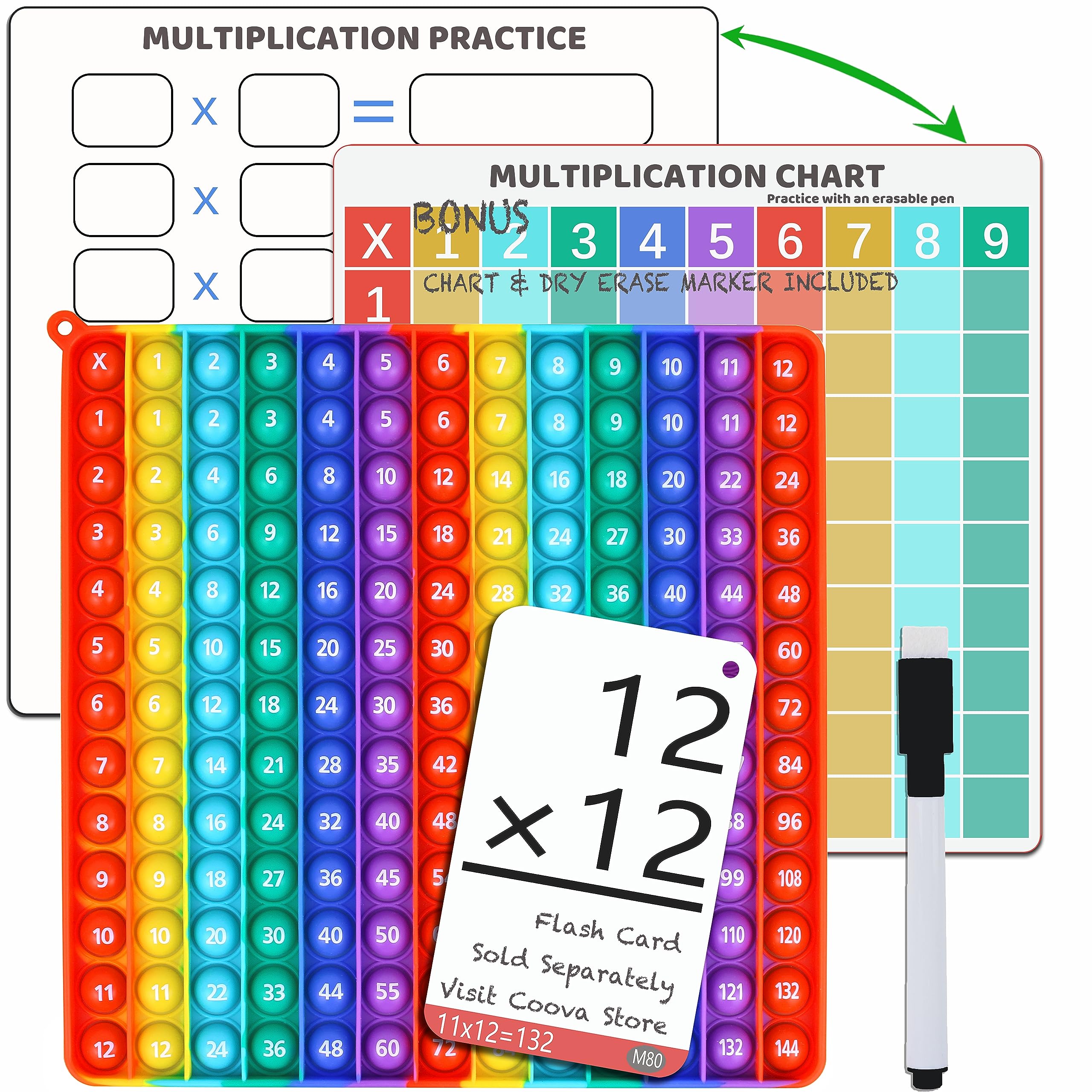 Multiplication Game - Big Multiplication Chart Math Fidget Toys - Learning Games Math Toys-Multiplication Pop w It 12x12 Math Manipulatives- Multiplication Machine Times Table