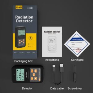 Geiger Counter Nuclear Radiation Detector Dosage Alarm Professional High Accuracy Radioactive Detector Meter Beta Gamma X Ray Data Tester Marble Dosimeter (Black)