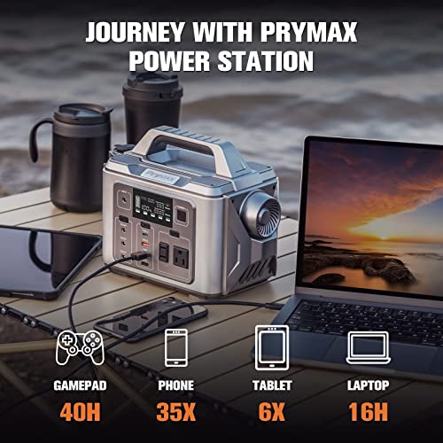 PryMAX Portable Power Station 110V/330W Pure Sine Wave AC Outlet, 296Wh Backup Lithium Battery with DC/QC3.0/USB Port Power Supply, 80000 mAh Solar Generator for Home Travel Camping CPAP Emergency