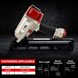 CREWTOWER NT65 15 Gauge, 1-1/4" to 2-1/2" Angle Finish Nailer Pneumatic Finishing Nail Gun for Molding, Baseboard, Trim and Finishing, Air-powered