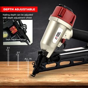 CREWTOWER NT65 15 Gauge, 1-1/4" to 2-1/2" Angle Finish Nailer Pneumatic Finishing Nail Gun for Molding, Baseboard, Trim and Finishing, Air-powered