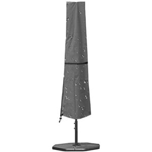 aacabo durable market umbrella cover- parasol cover fits market umbrella 9feet to 12 feet, patio umbrella cover, waterproof outdoor market umbrella cover-grey…