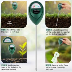 Thlevel Plant Moisture Meter, Plant Water Meter, Soil Moisture Meter for House Plants for Garden, Lawn, Farm, Indoor & Outdoor Use, No Batteries Required (2 Packs Green)