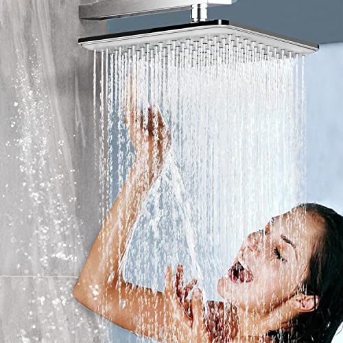 High Pressure Rain Shower Head: Abujia 9 Inch Luxury Large Square Rainfall shower heads, Adjustable Wall Mounted and Ceiling Mounted Fixed High Flow Waterfall showerhead for Bathroom