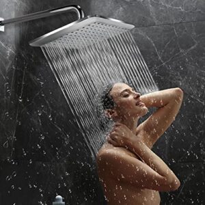 High Pressure Rain Shower Head: Abujia 9 Inch Luxury Large Square Rainfall shower heads, Adjustable Wall Mounted and Ceiling Mounted Fixed High Flow Waterfall showerhead for Bathroom