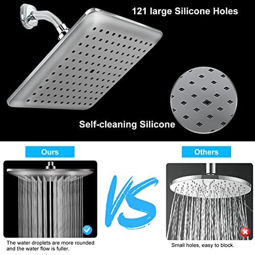 High Pressure Rain Shower Head: Abujia 9 Inch Luxury Large Square Rainfall shower heads, Adjustable Wall Mounted and Ceiling Mounted Fixed High Flow Waterfall showerhead for Bathroom