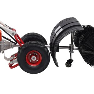 52cc Gasoline Power Sweeper 2.5HP Single Cylinder Snow Sweeper Machine with Wheels, 2 Stroke Handheld Sweeper Broom Foldable Cleaning Brush Machine for Artificial Turf, Sidewalk, Football Field