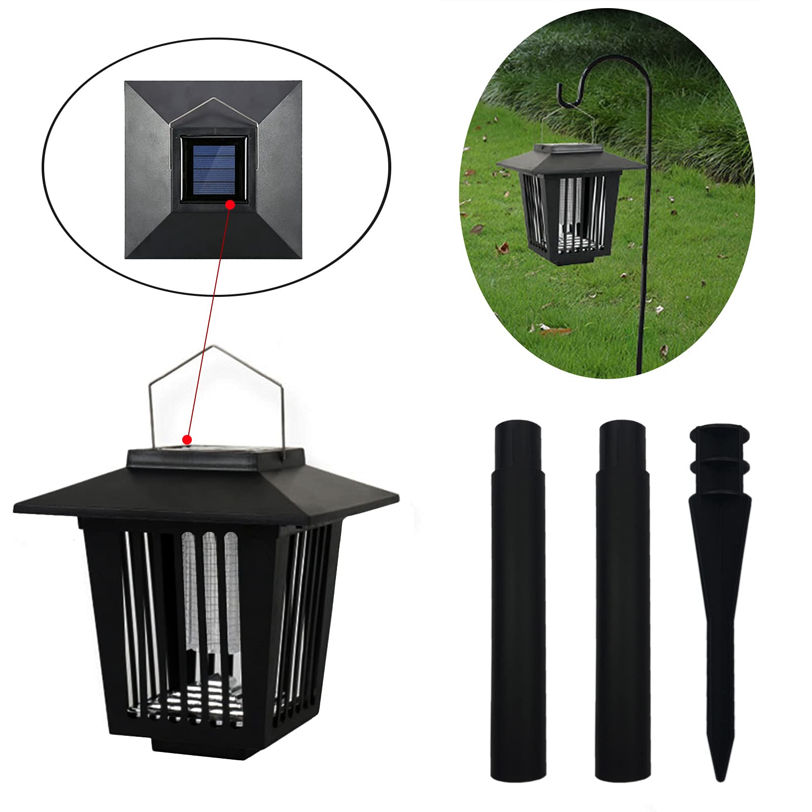 Solar Bug Zapper Outdoor, Solar Mosquito Zapper Led Mosquito Killer Light for Indoor Outdoor, 2 Pack