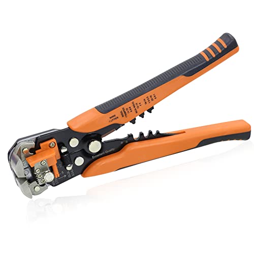 HKS Wire Stripper 24-10 AWG (0.2-6 mm²), 3 in 1 Automatic 8 Inch Self-adjusting Wire Stripping Tool with Cutting & Crimping Function