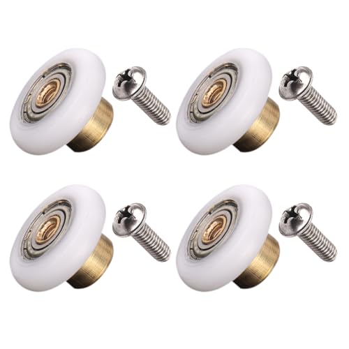 Atoplee 4 pcs Shower Door Rollers Runners Wheels - Replacement Part Bathroom Glass Door Runner Sliding Shower Door Roller Wheel (Roller Diameter 19mm)