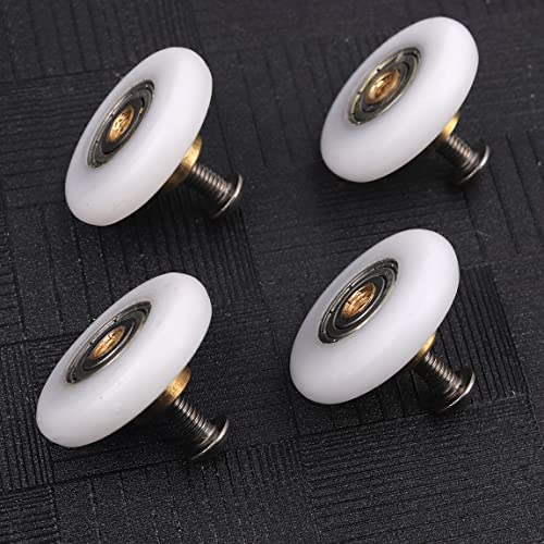 Atoplee 4 pcs Shower Door Rollers Runners Wheels - Replacement Part Bathroom Glass Door Runner Sliding Shower Door Roller Wheel (Roller Diameter 19mm)