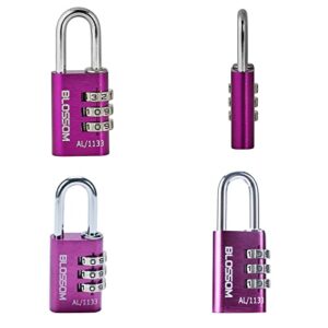 Solid Aluminum Password Lock with Excellent Quality, Combination Padlock, Keyless Hardened Shackle Lock with Resettable 3 Digit for Outdoor, Backpacks, Baggage, Suitcases (Purple)