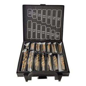 foitechy 99 pieces titanium twist drill bit set,anti-walking 135° tip high speed steel, size from 1/16" up to 3/8" for plastic, copper, wood metal aluminum alloy cutting