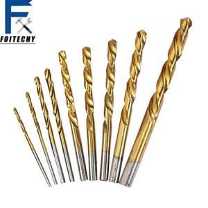 FOITECHY 99 Pieces Titanium Twist Drill Bit Set,Anti-Walking 135° Tip High Speed Steel, Size from 1/16" up to 3/8" for Plastic, Copper, Wood Metal Aluminum Alloy Cutting