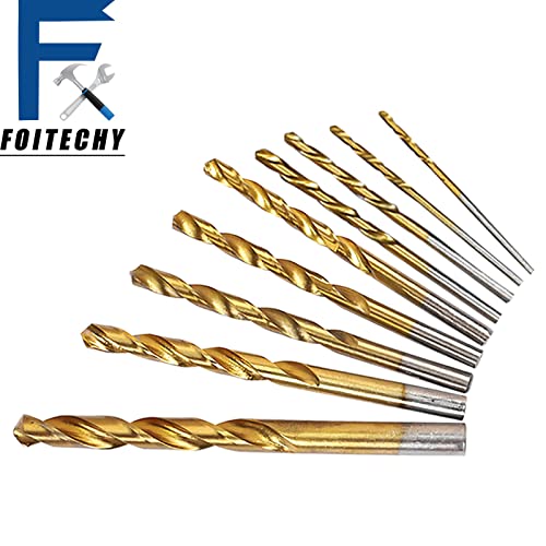 FOITECHY 99 Pieces Titanium Twist Drill Bit Set,Anti-Walking 135° Tip High Speed Steel, Size from 1/16" up to 3/8" for Plastic, Copper, Wood Metal Aluminum Alloy Cutting