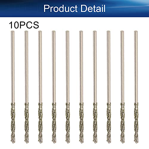 Bettomshin 1.2mm Diamond Twist Drill Bits High Speed Steel HSS for Glass Sea Shells Stone Tiles 10Pcs