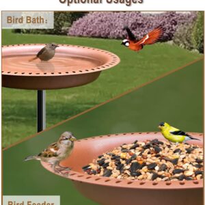 Garbuildman Upgraded 5-Prong Base Bird Bath with Metal Stake, Detachable Decoration Bowl Spa & Freestanding Birdfeeder for Outdoor Garden, Oval Style, Brown