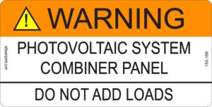 photovoltaic labels for pv solar system_"warning_photovoltaic system combiner panel_do not add loads " _4" x 2" _pack of 10
