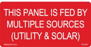 photovoltaic labels for pv solar system"this panel id fed multiple sources(utility & solar)" _4" x 2" _pack of 12