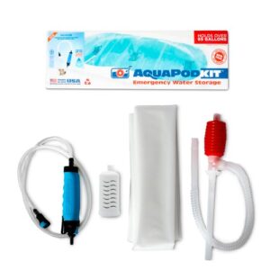 sagan life aquapod kit - bathtub bladder emergency water storage with water filter and hand pump. powerful filter purifies up to 250 gallons of emergency drinking water made in usa