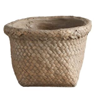 small brown basket weave cement planter pot, planters for succulents, cacti, flowers, and more, houseplant pots for indoor and outdoors, unique gifts for gardeners and plant lovers, 4.33 inches