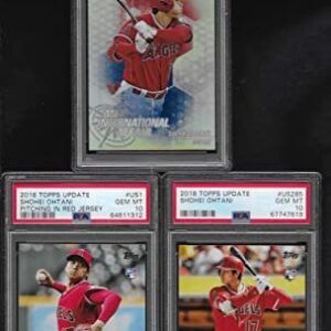 PSA 10 SHOHEI OHTANI 3 CARD ROOKIE LOT TOPPS CHROME INTERNATIONAL & UPDATE PITCHING & HITTING GRADED PSA GEM MINT 10 MLB SUPERSTAR MVP