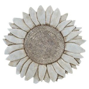 nat & jules sunflower shaped dimensional indoor outdoor 12 inch cast resin decorative garden stepping stone, patio, walkway sculpture yard art, stone grey