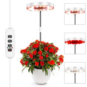 grow light full spectrum plant light for indoor plants, height adjustable growing lamp with auto on/off timer 3/9/12h, 10 dimmable levels, 3 light modes small plant grow light