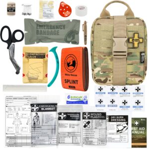 rhino rescue ifak trauma first aid kit molle medical pouch for car home travel hiking (multicam)