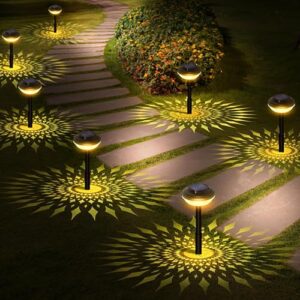 staffzille solar pathway lights 8 pack, solar lights outdoor waterproof ipx5, 200lm brightness up to 10 hours auto on/off decorative solar lights for outside garden, landscape, yard, patio, driveway