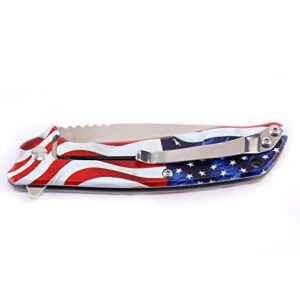 DIAMOON American Flag Print Stainless Steel Handle Frame Lock Deputy EDC Gift Tools Folding Pocket Knife