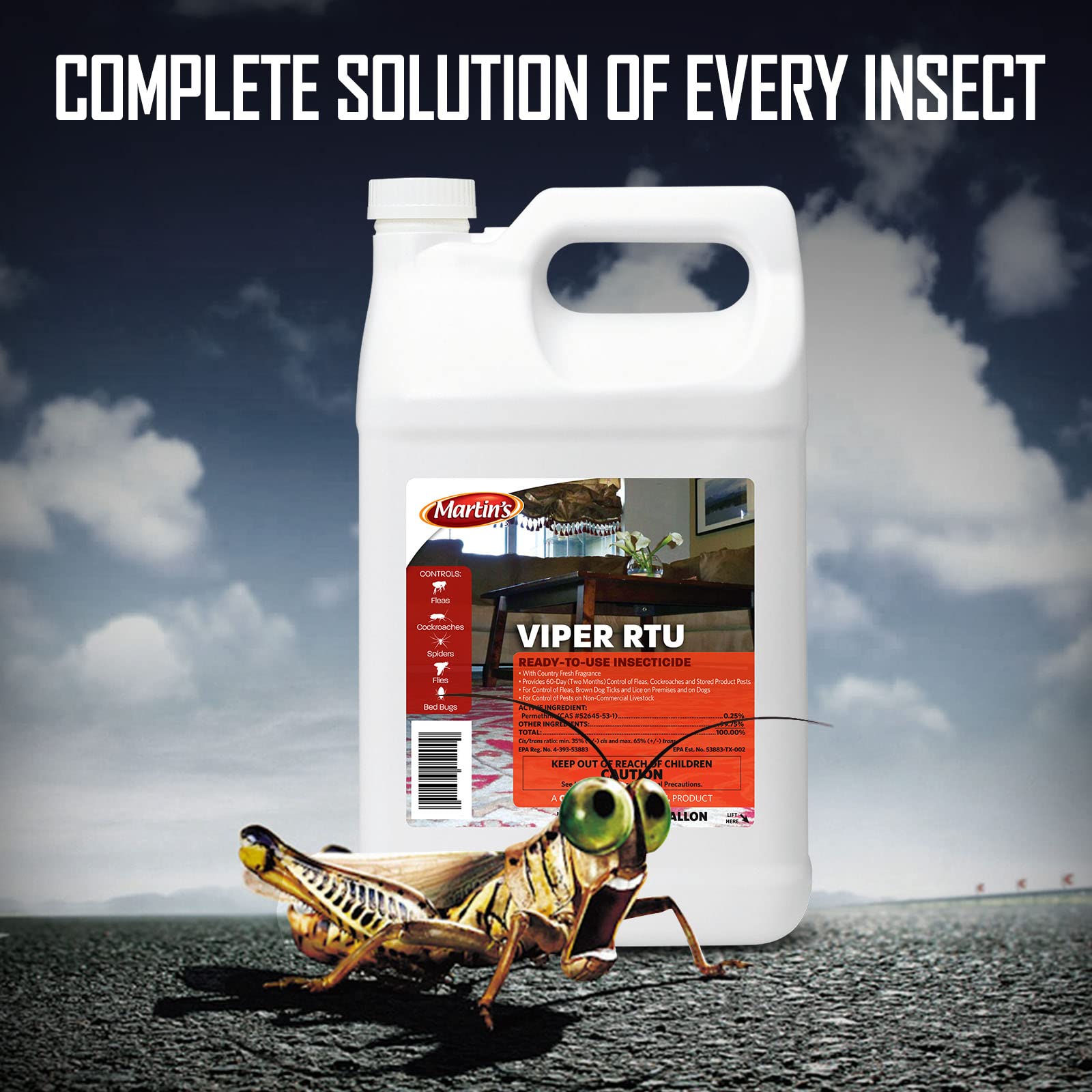 Martins Viper RTU Insecticide Indoor Outdoor Powerful Bug Repellent pest Control Home Defense Insecticide Insect Control Solutions Available with Premium Quality Centaurus AZ Gloves 1 Gal