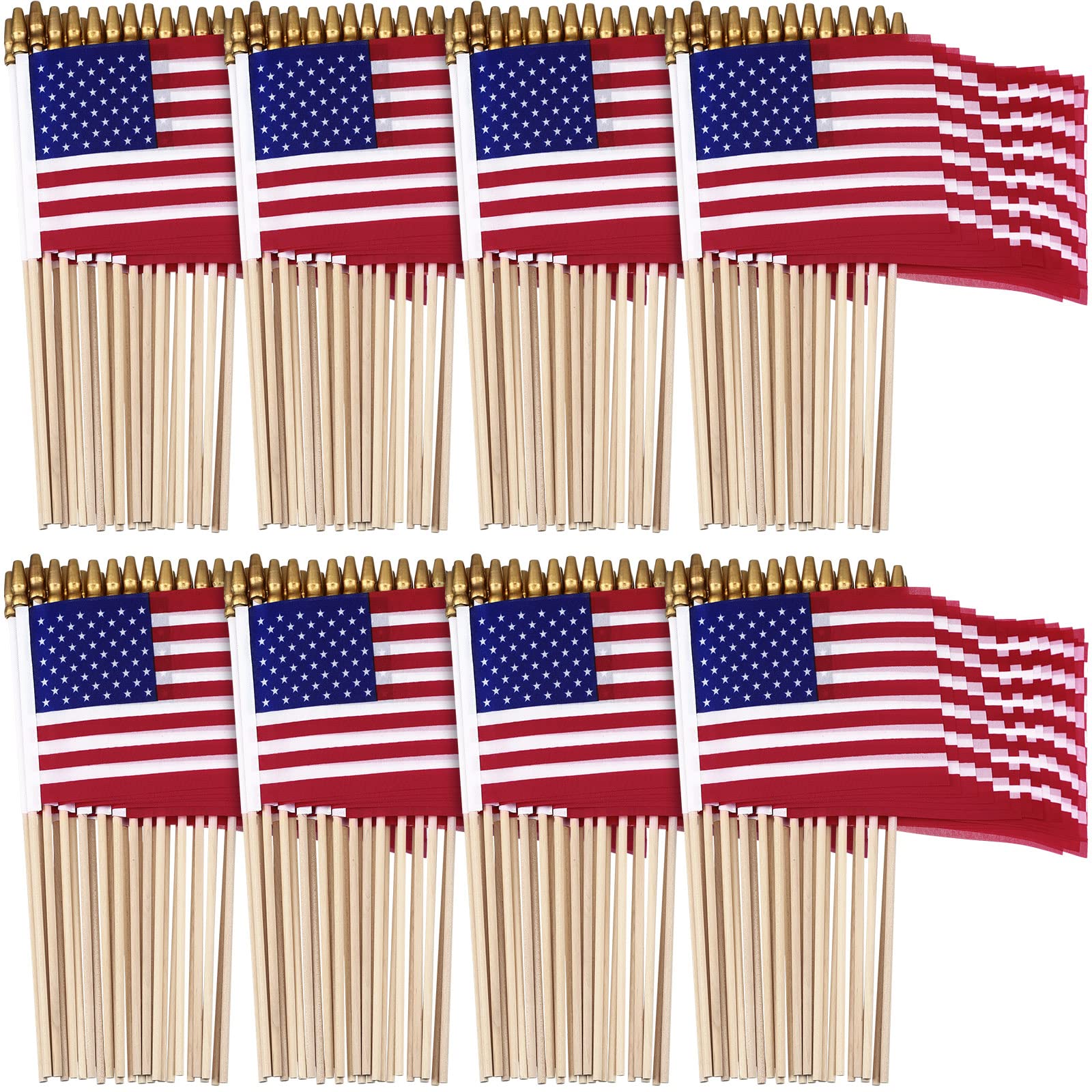 150 Pack Small American Flags on Stick 4 x 6 Inches Small US Flags Wooden Stick Patriotic Decorations Handheld Fourth of July Flag Mini American Flags for Lawn Memorial Day Independence Day Decoration