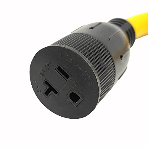 Parkworld 61209Y Adapter Cord NEMA 14-30P to 5-20R (T-Blade Also to 5-15R), 20amp 1.5 Feet (Output 250V for EV)