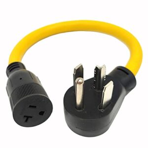 parkworld 61209y adapter cord nema 14-30p to 5-20r (t-blade also to 5-15r), 20amp 1.5 feet (output 250v for ev)