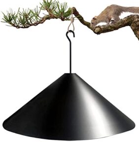 fandature 19 inch pp squirrel proof baffle for protecting outside pole bird feeders and bird houses, hang mount raccoon and squirrel guard stopper for shepherd hooks - black, 1 pack