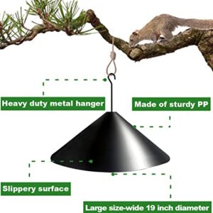 Fandature 19 Inch PP Squirrel Proof Baffle for Protecting Outside Pole Bird Feeders and Bird Houses, Hang Mount Raccoon and Squirrel Guard Stopper for Shepherd Hooks - Black, 1 Pack