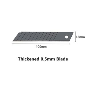 Umaki 18mm Black Coating Snap Off Box Cutter Blades, 0.5mm Thick Utility Knife Blades Replacement, Carbon Steel Knife Blades For Home Office Arts Craft Vinyl Graphics Wallpaper