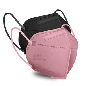 60pcs kn95 face mask 5 layer cup dust safety masks protective face shield with adjustable nose clip earloop for adult black dusty rose