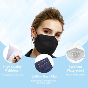 60PCS KN95 Face Mask 5 Layer Cup Dust Safety Masks Protective Face Shield with Adjustable Nose Clip Earloop for Adult Black Dusty Rose