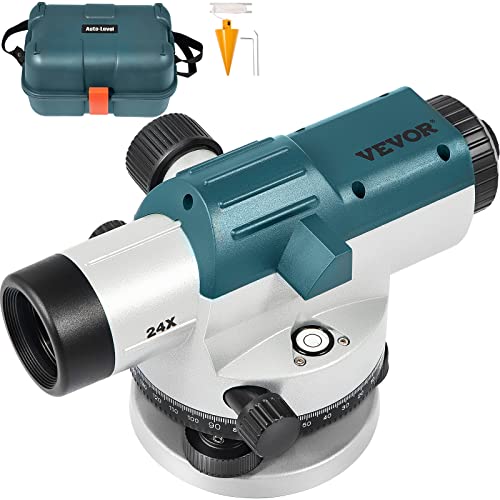 VEVOR Automatic Optical Level 24X Optical Auto Level Kit High Precision Height/Distance/Angle Level Measure Builders Level with Magnetic Dampened Compensator and Transport Lock, IP54 Waterproof