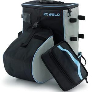 rx weld black welding backpack, welding tools backpack extreme gear pack with helmet catch