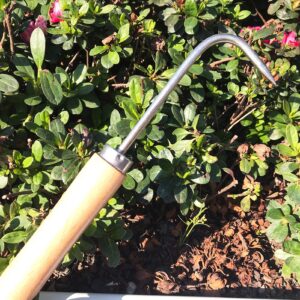 2Pcs 240mm/ 9.45in Single Claw Bonsai Root Hook, Stainless Steel Gardening Digging Tools with Wooden Handle for Weeding Planting Flowers