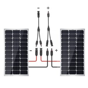 bougerv 200w 9bb solar panels kit with solar connectors y branch parallel adapter cable and 20ft 10awg solar cable