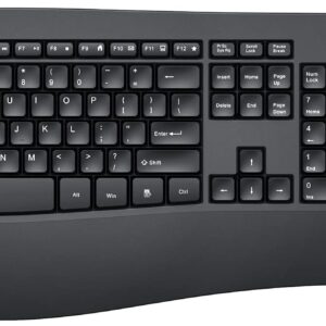 Wireless Keyboard and Mouse - Ergonomic Keyboard and Mouse Combo Full Size Keyboard Cordless with Palm Wrist Rest Ergonomic Mouse Wireless for Windows Computers Laptops - Black