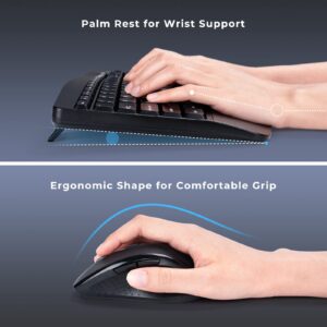 Wireless Keyboard and Mouse - Ergonomic Keyboard and Mouse Combo Full Size Keyboard Cordless with Palm Wrist Rest Ergonomic Mouse Wireless for Windows Computers Laptops - Black