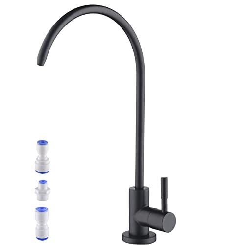 Matte Black Drinking Water Purifier Faucet,Filtered Water Faucet for Kitchen, Sus304 Stainless Steel Beverage Faucet for Under Sink Water Reverse Osmosis Filter System with 1/2" 1/4" 3/8" Tube