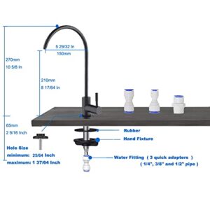 Matte Black Drinking Water Purifier Faucet,Filtered Water Faucet for Kitchen, Sus304 Stainless Steel Beverage Faucet for Under Sink Water Reverse Osmosis Filter System with 1/2" 1/4" 3/8" Tube