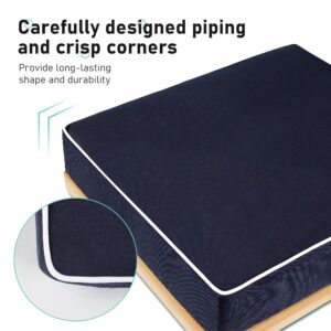 PNP FKJP 2 Pack Outdoor Cushion Washable Covers 20" X 20" X 4"Inch, Water-Resistant Seat Slipcovers, Patio Furniture Covers with Zipper and Tie, Navy (Only Covers)