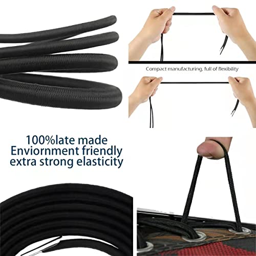 Replacement Elastic Cord Laces for Zero Gravity Chair, 4 Cords Black Anti Gravity Chair Universal Replacement Recliner Repair Tool Kit for Outdoor Lounge Chair, Bungee Garden Lawn Patio Chairs